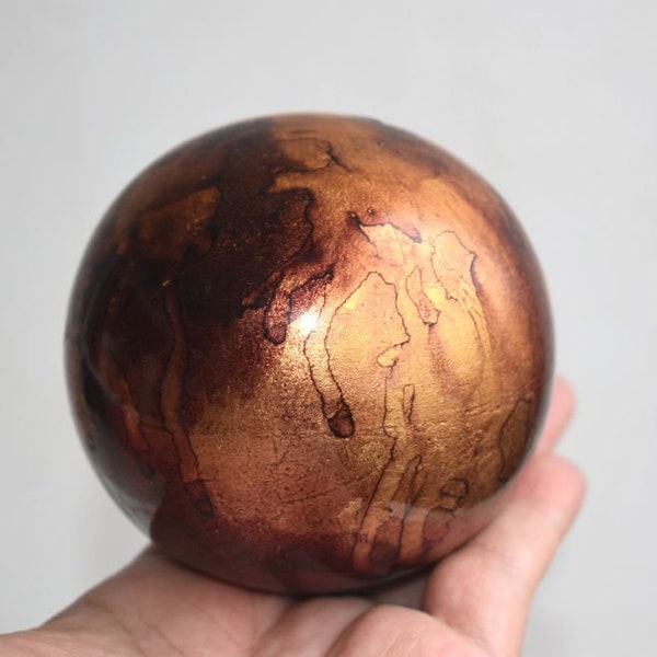 Vintage Shudehill Giftware Wood Purple Gold Marble Paperweight Ball Presse Papiers Clear Art Hand Made Home Decor European Retro Gift