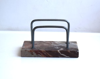 Vintage Jasper Gemstone Desktop Desk Tidy Gemstone Letter Rack Organiser Holder Secretary Stand Document Letter Stand Mid Century Modern MCM