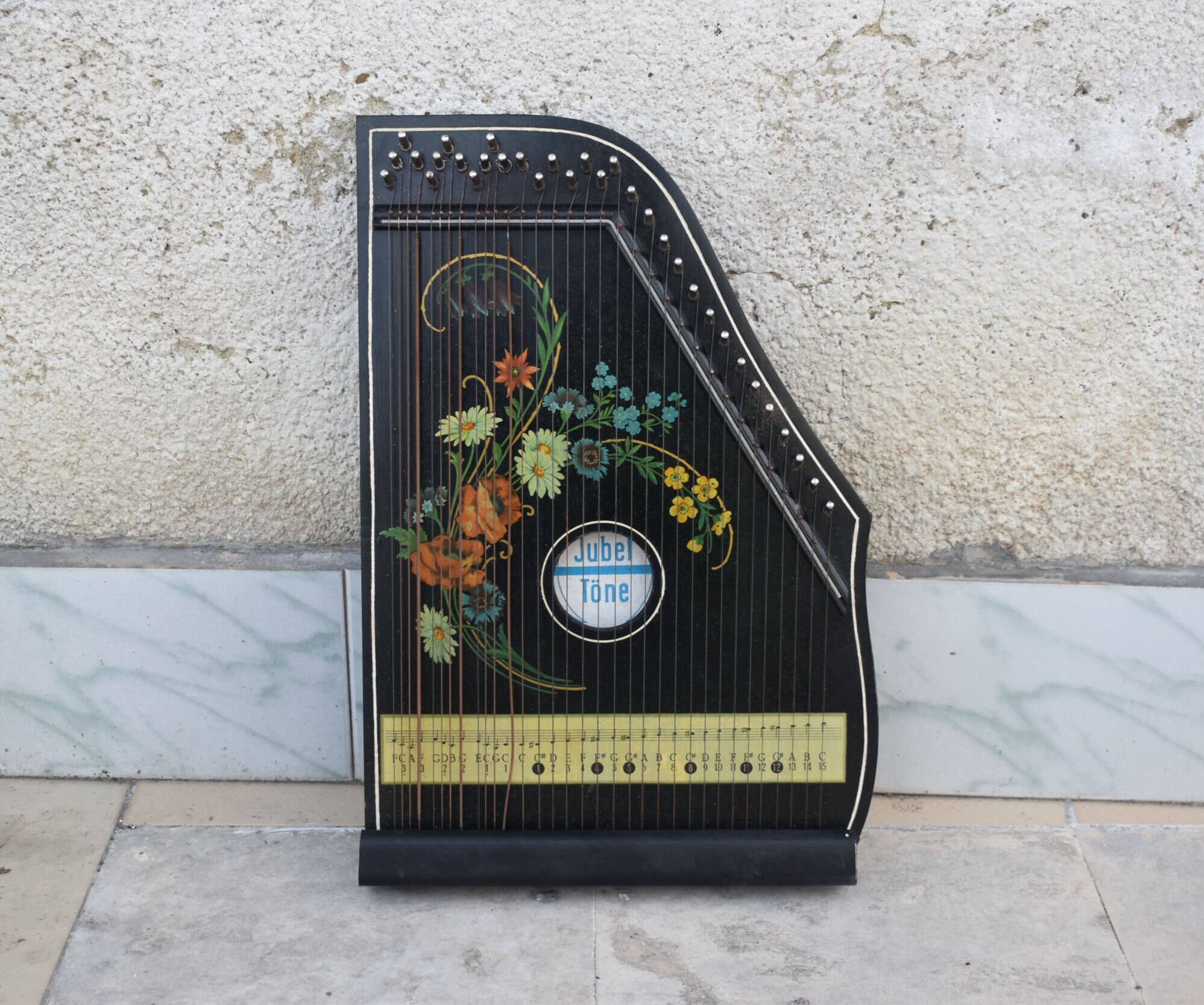 Vintage Jubel Tone Zither 32 Strings Music Instrument Germany Home