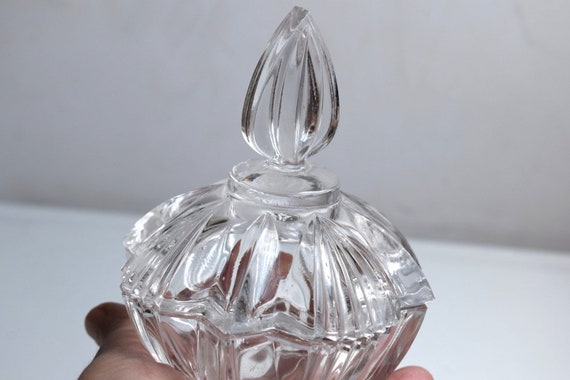 Vintage Cut Glass Clear Crystal Jewelry Trinket C… - image 6
