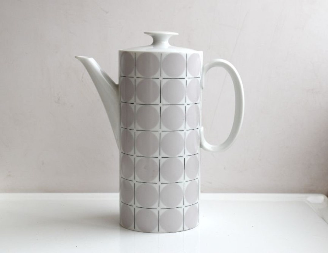 Vintage 1.2 L Thomas Medallion Porcelain White Purple Teapot Tea Pot ...