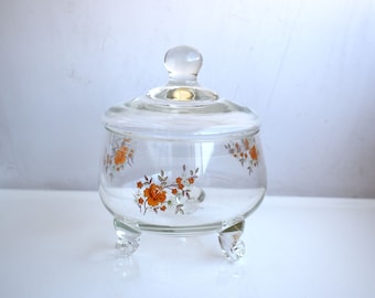 Vintage Klarglas Candy Glas Deckel Schüssel handbemalt Lagerung Nüsse Schmuck Trinket Box Tasse Bonbonniere MCM Europäische Keramik Mid Century Modern