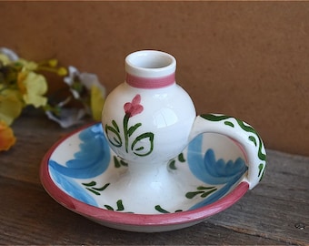 Porcelain Candelabra Vintage Ceramic Mid Century West German Candle Light Holder White Painted Lighting Home Decor Candlestick Sconce