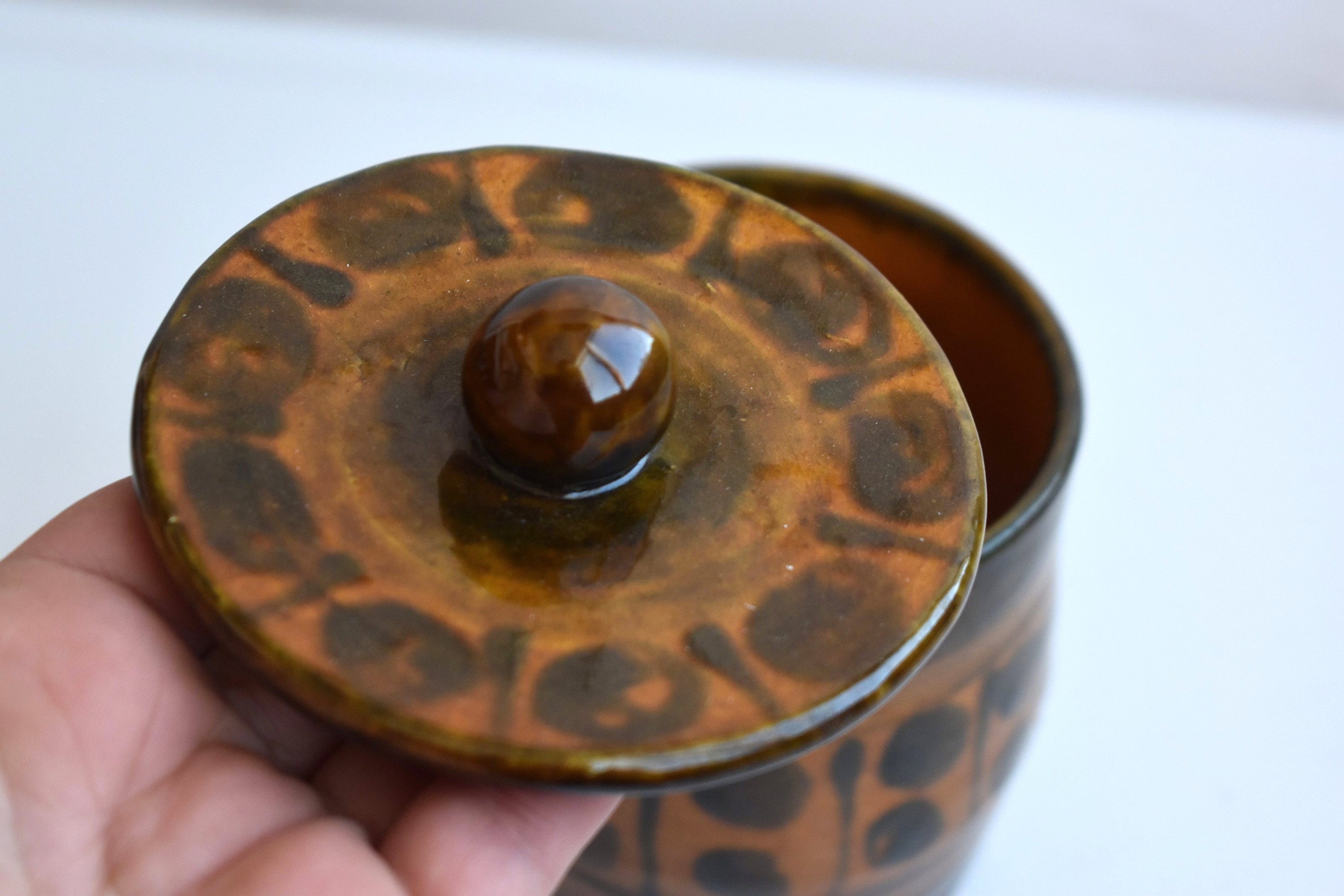 Vintage Glazed Ceramic Lidded Jar Preserve Pot Terra Cotta - Etsy
