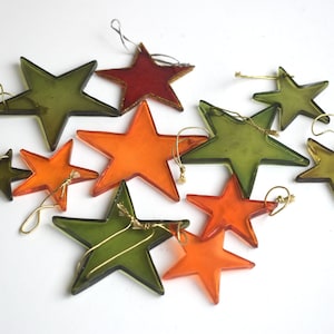 Vintage Set of 11 Christmas Stars Winter Tree Hanging Resin Ornament Germany European MCM Handmade Holyday Decor