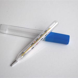 Vintage Medical Galistan Thermometer Retro Body Thermometer In Plastic Box Equipment Body Temperature MCM USSR Russian