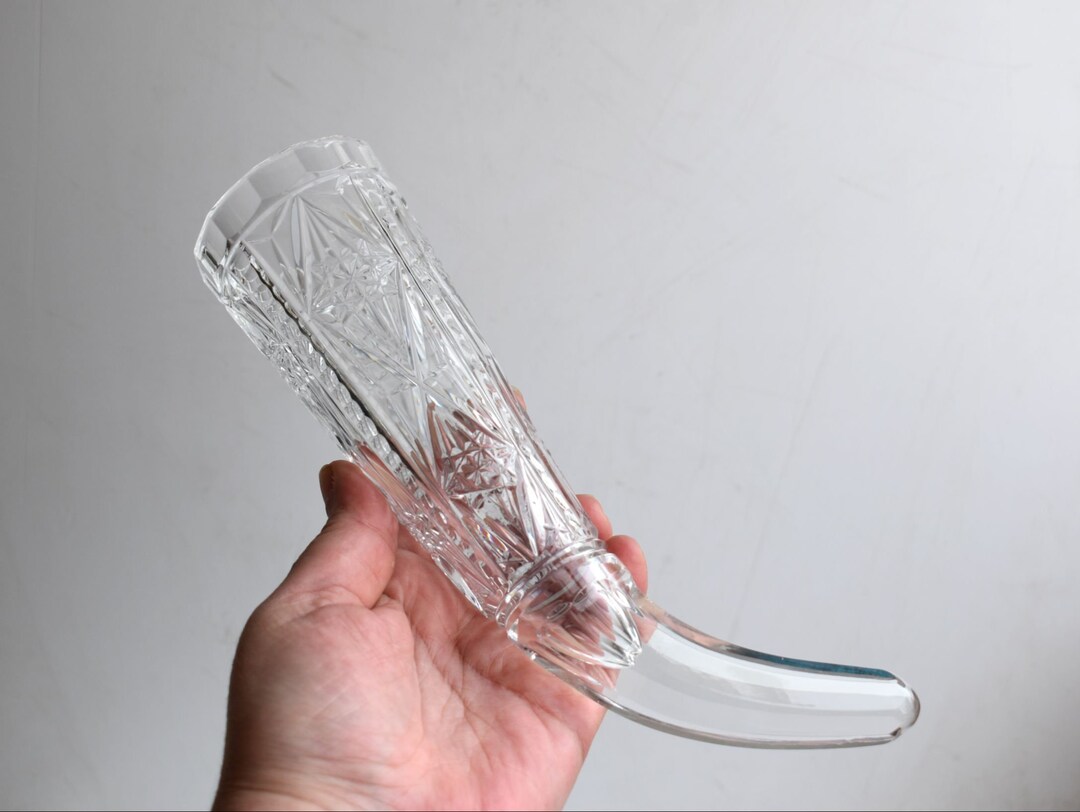 Vintage Crystal Glass Drinking Horn Soviet USSR Russian Viking Celtic  Georgian Wine Cup Art Pottery Gottage Rustic - Etsy