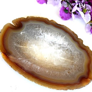 Agate Ashtray Gemstone Geode Tobacciana Polished Natural Stone Saucer Jewelry Ring Dish Home Decor Family Mens Gift Display Art Decoration