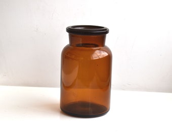 Vintage 900 ml Brown Glass Pharmacy Jar Bottle Retro Apothecary Decor Cabinet Chemist Medical Storage Bathroom Decor Medicine Container