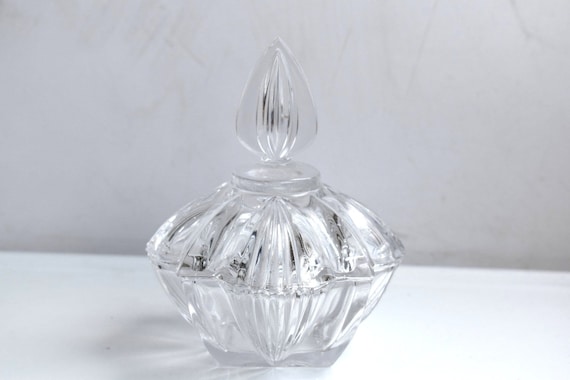 Vintage Cut Glass Clear Crystal Jewelry Trinket C… - image 5