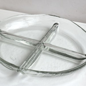 Vintage 12&quot; Scandinavian Round Ice Cube Frosted Glass Divided Tray Large Plate Serving Platter Dish Pottery MCM Studio Art Pottery European