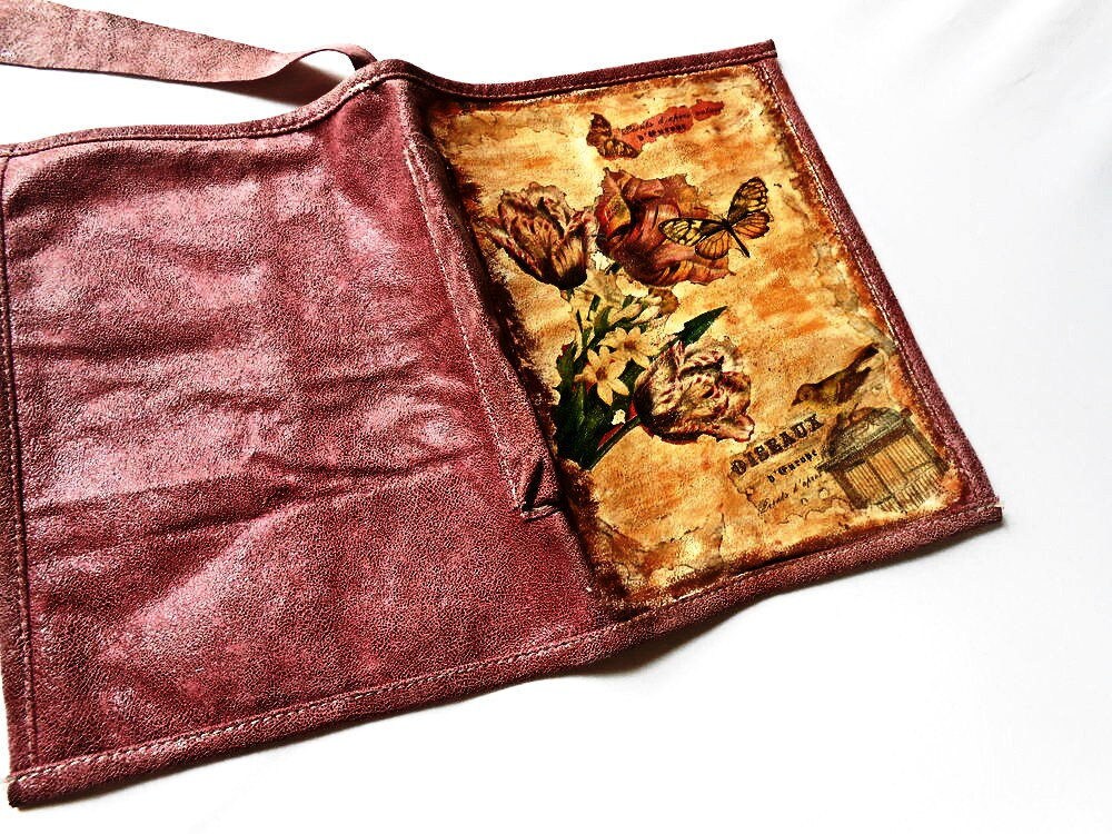 Decoupage Book Cover A5 Art Diary Genuine Leather Vintage Etsy