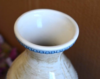 ヴィンテージ イタリア製 花瓶 ブルーフラワー 陶器 磁器 ヨーロピアン