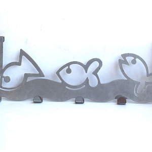 Vintage WandhalterUng Mid Century Modern Fisch Silber Metall Möbel Kleiderbügel Hutaufhänger Schmuck Display European MCM Kinderzimmer Dekor