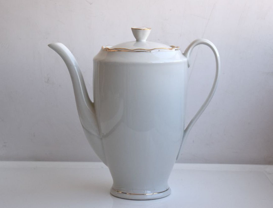 Vintage 1.5 L Cmielow White Porcelain Teapot Tea Coffee Pot - Etsy