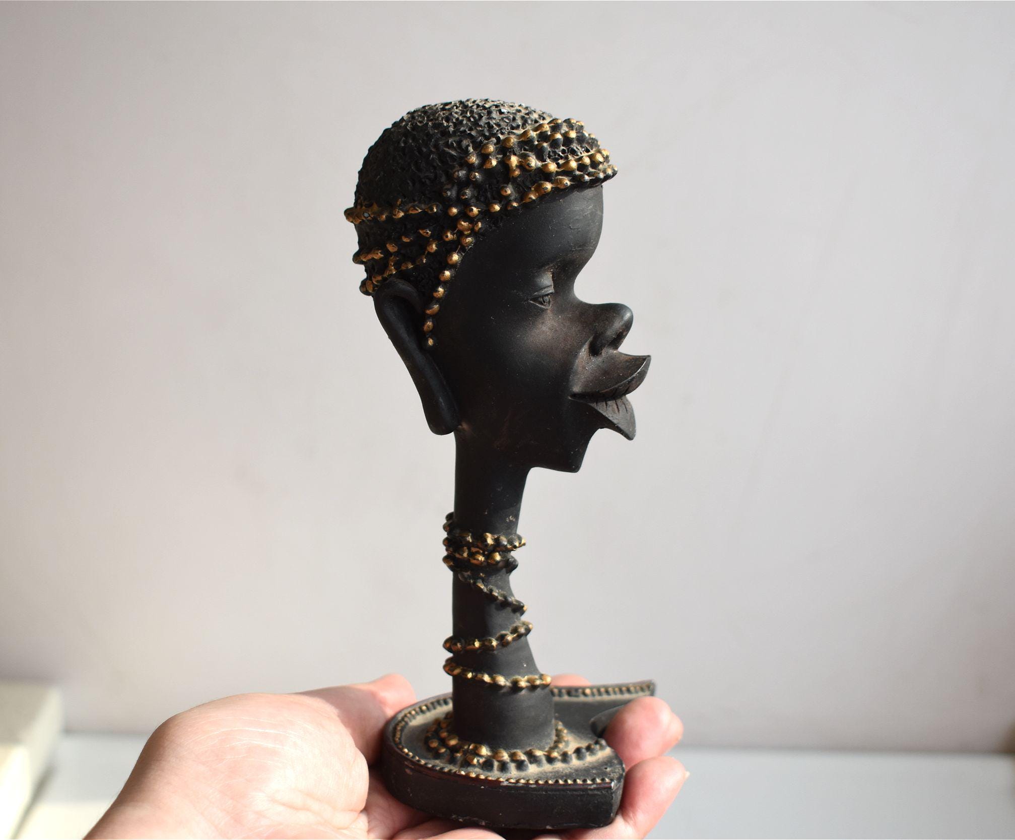 Sculpture d'art femme africaine africaniste signé MARC HENRI en ceramique 1950