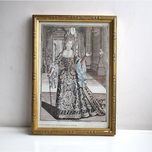 Riproduzione di pittura vintage Gravure de Mariette, stampata, con cornice, timbrata, decorazione da parete, arte barocca francese europea MCM