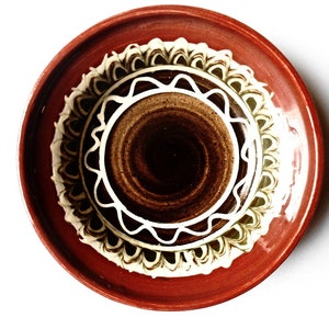 Vintage Wall Plate Bowl Mid Century Modern MCM Germany Art Hand Painted European Pottery Rustic Cottage Core Farmhouse