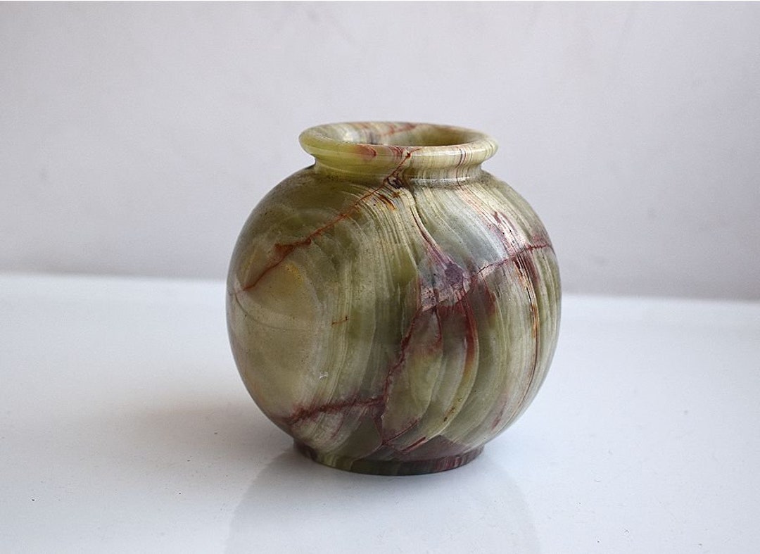Vintage Green Onyx Vase MCM Mid Century Modern Gemstone Marble Etsy