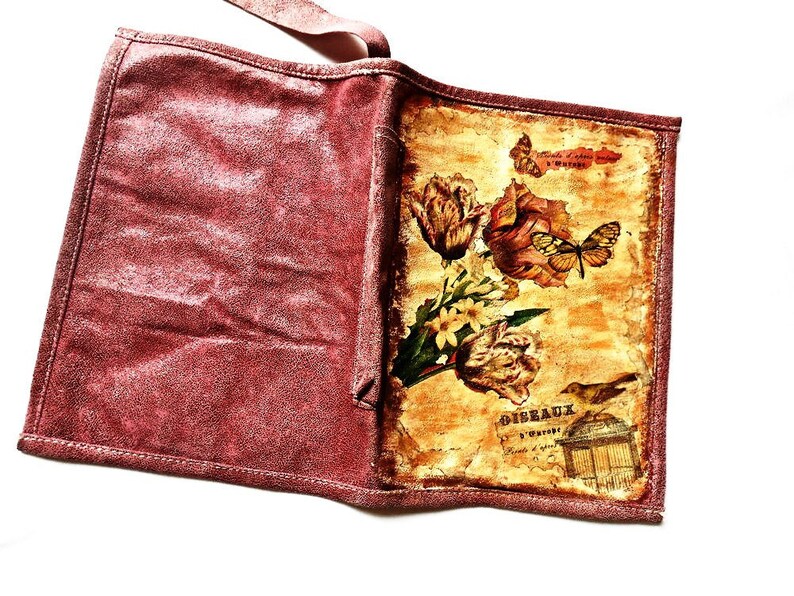 Decoupage Book Cover A5 Art Diary Genuine Leather Vintage Etsy
