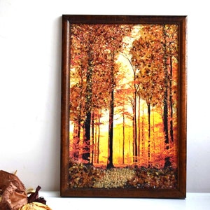 Vintage Autunno Foresta Pittura Riproduzione Stampa stampata incorniciata Foto Immagine Parete Appesa Decoro Europeo Arte Mid Century Gemstone Gemme