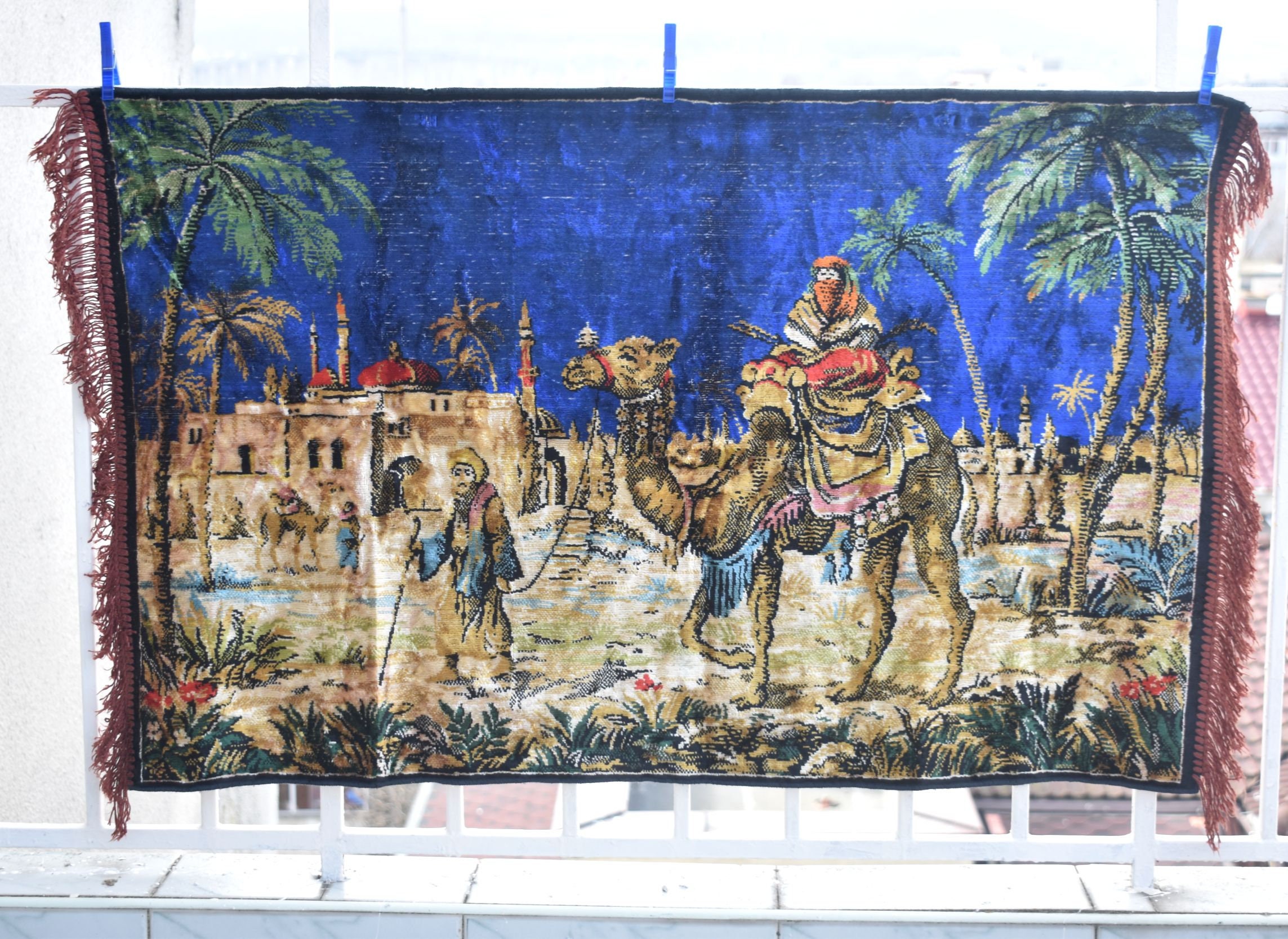 ヴィンテージ 中東 アラビア 壁掛けタペストリー ラグ ヴィンテージ