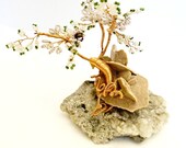 Tree of life Wire Gemstone Sculptute Bonsai Sand Rose Geode Druzy Healing Stone Yoga Meditation Glass Seed Embroidery Crochet Home Decor