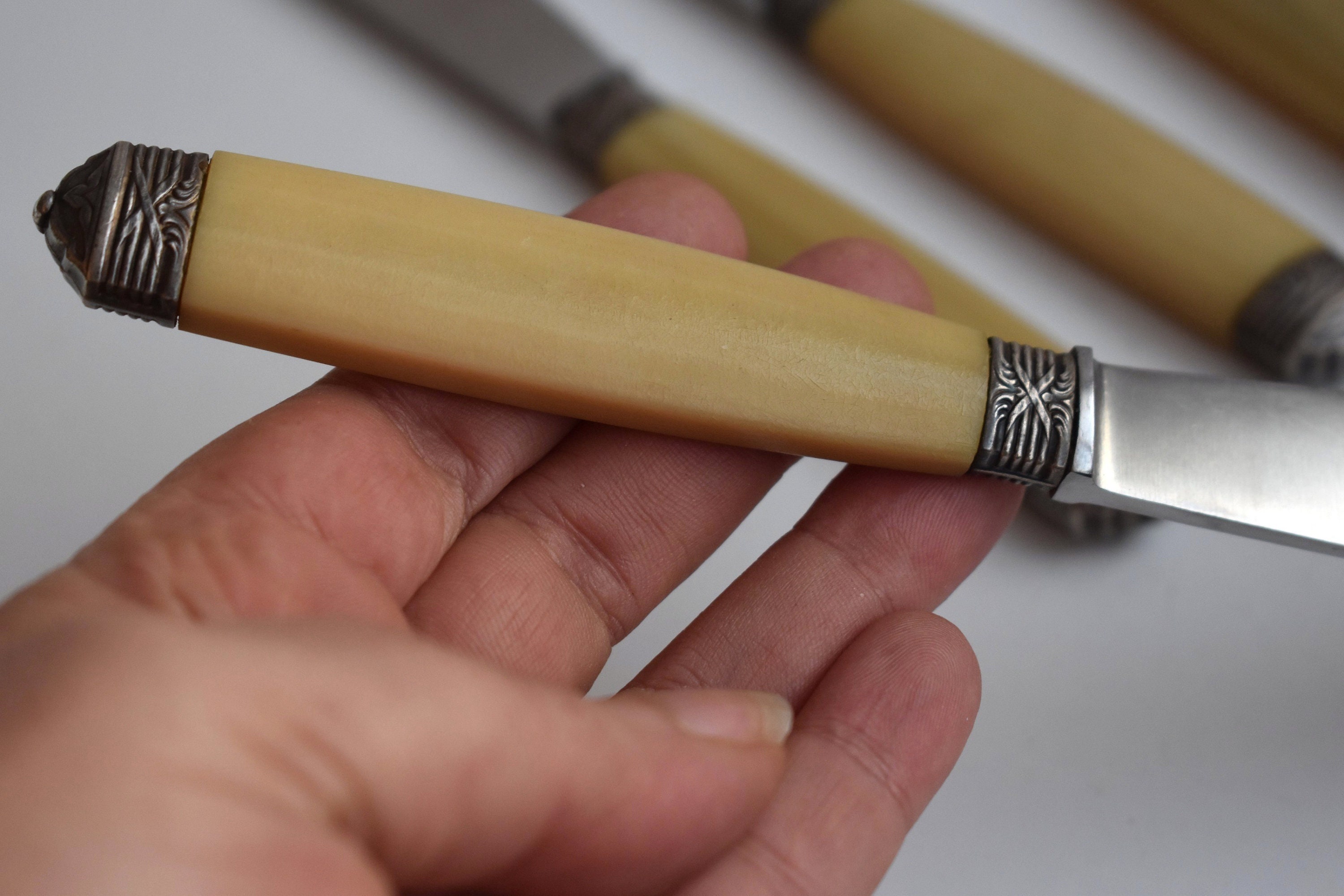 ヴィンテージ Acier Inoxydable ディナーナイフ 6本セット セルロイド 