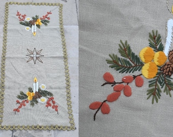 Vintage 35 "x 15" Weihnachtskerze Stickerei Häkelspitze Urlaub Beige Läufer Tischdecke bestickt Untersetzer Deckchen Matte Kaffee Kaminsims
