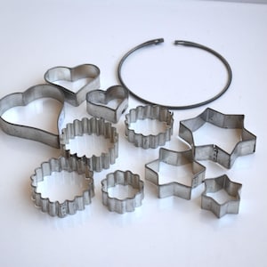 Vintage Set of 10 Metal Cookie Cutters Baking Molds Cake Molds Retro Forms Metal Aluminum Mold Kitchen Decor European