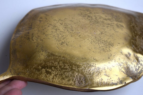 Vintage 12" Brass Leaf Fruit Bowl Plate Jewelry G… - image 4