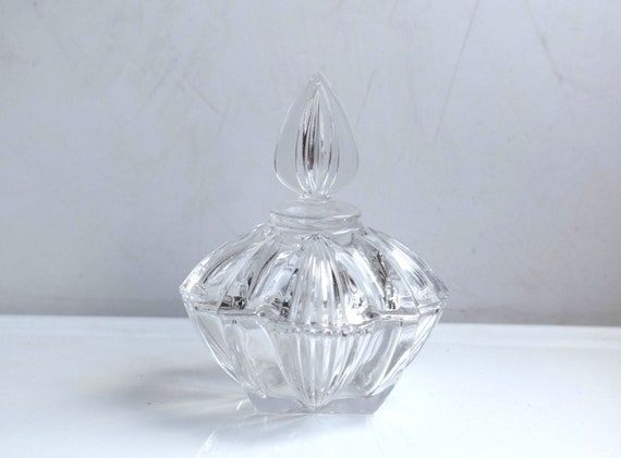Vintage Cut Glass Clear Crystal Jewelry Trinket C… - image 1
