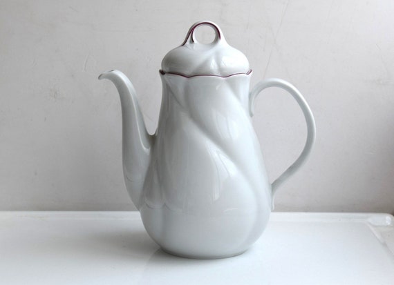 Mid Century Modern White Teapot