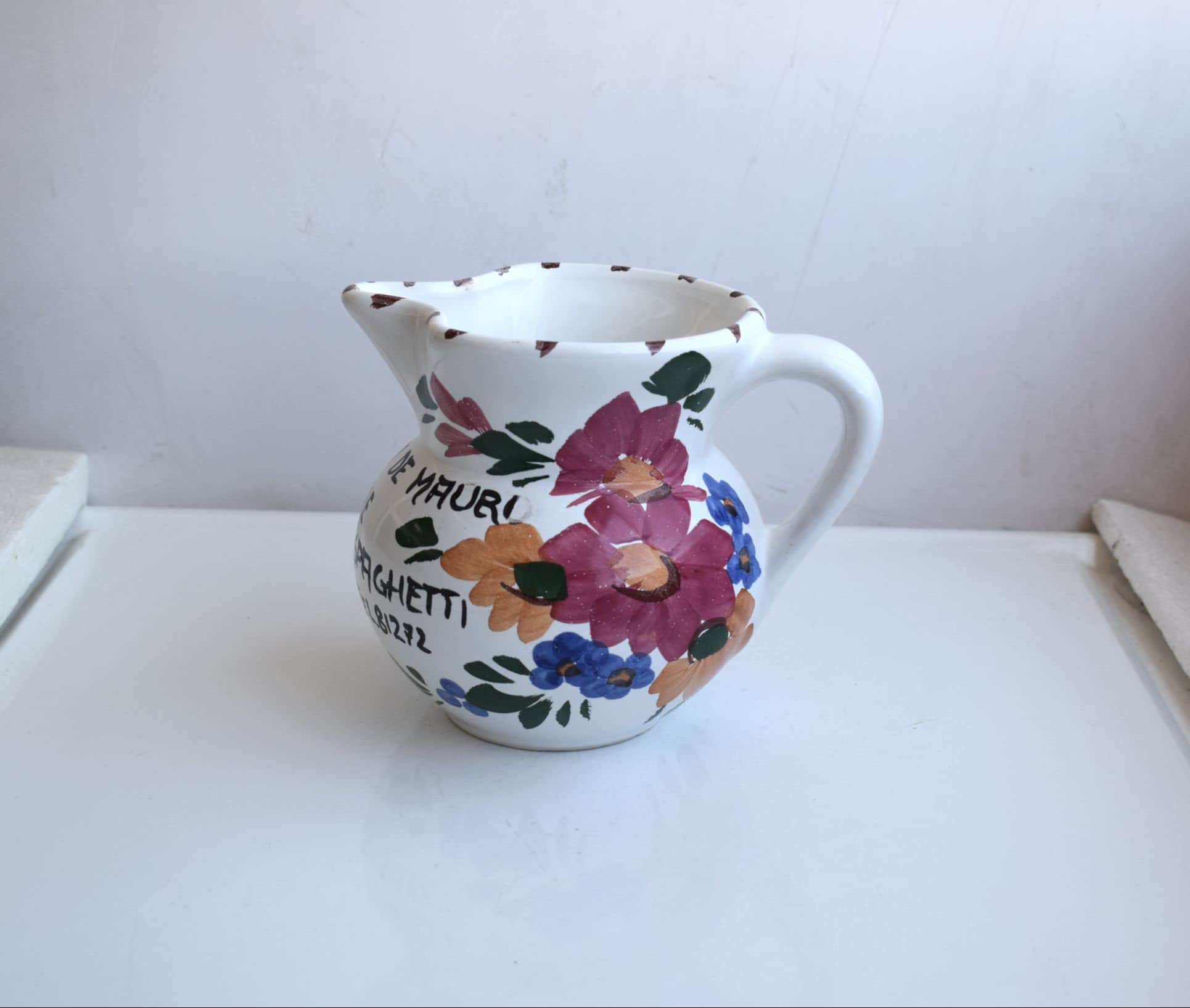 ムラノ #ミルフィオリ #レッド #取手付 #水差し #ピッチャー #花瓶