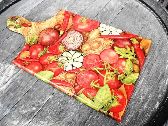 Wooden Decoupage Cutting Board Wood Cottage Outdoor Family Etsy