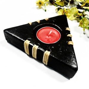 Dreieck Keramik Teelichthalter Dar Brown Geometrische Kerze Keramik Wohnkultur Meditation asiatischen Stil Feng Shui Zen Aromatherapie Ton Erde