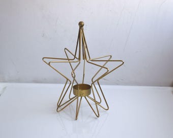 Portavelas vintage de 20 cm con forma de estrella, de latón macizo, para Navidad, decoración vintage para el hogar, MCM India