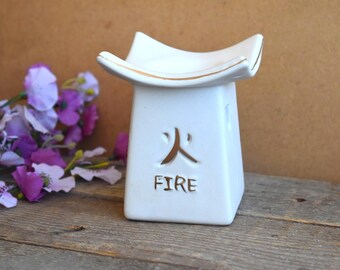 Essential Oil Diffuser White Water Painted Ceramic Oil Burner Hot Porcelain Room Fragrance Feng Shui Aromatherapy Asian Aroma Candle Warmer