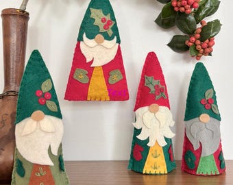 Felt Holiday Gnome Ornament Hand Sewing Pattern, Christmas Decoration (PDF Pattern)