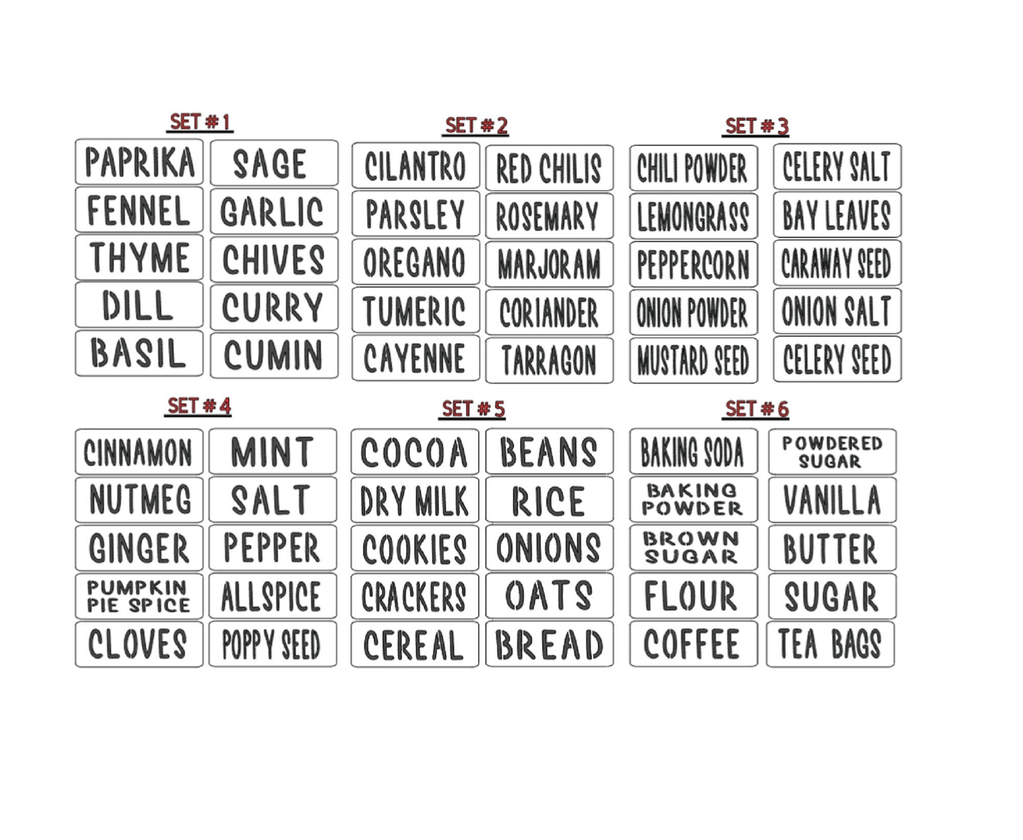 STENCIL Sets. Spicestencils. STAPLES. Pantry Stencils. Etsy