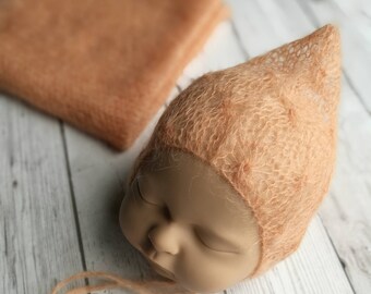 Newborn Bonnet and Wrap Set.  Newborn Photography Prop.  Newborn Photo Prop