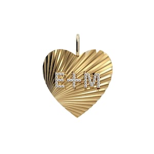 Colgante de corazón estriado de plata de ley 925 quilates, dije de corazón estriado, colgante de corazón estriado, colgante de corazón con inicial, joyería hecha a mano, regalo para mamá