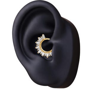 14K Solid Gold Hoop Earring: Daith, Cartilage, Helix - 8mm