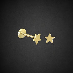 14K gouden stud piercing ster, tragus piercing, gouden studoorbel, gouden stud piercing, kraakbeenpiercing, helix piercing, cadeau voor moeder