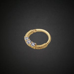 14K Solid Gold Septum Ring, Gold Daith Clicker, Helix Jewelry, Helix Earring, Cartilage Ring, Nose Ring, Gift For Her, Handmade Ring
