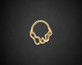 14K Solid Gold Hinge Hoop Daith Ring, White Gold Septum Jewelry, Rose Gold Daith Clicker