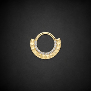 14K Gold Hinge Hoop Septum ring, Solid Gold Daith Ring, Nose Jewelry, Daith Jewelry, Gift For Her, Fathers Day Gift, Gift For Mom