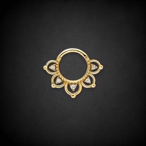 14K gouden scharnierring, gouden septumring, Daith-ring, helixoorbel, kraakbeenring, cadeau voor haar, cadeau voor moeder