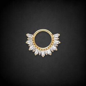Pendiente de aro con bisagra de oro de 14 quilates, anillo para tabique nasal, anillo Daith, pendiente para hélix, anillo para cartílago, anillo para nariz, regalo para ella, anillo Daith hecho a mano