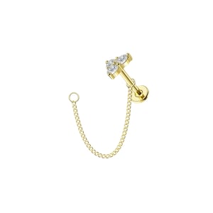 14K Gold Piercing Chain, Dangle Cuban Link Chain, Gourmet Chain Attachment, Nose Chain, Conch chain
